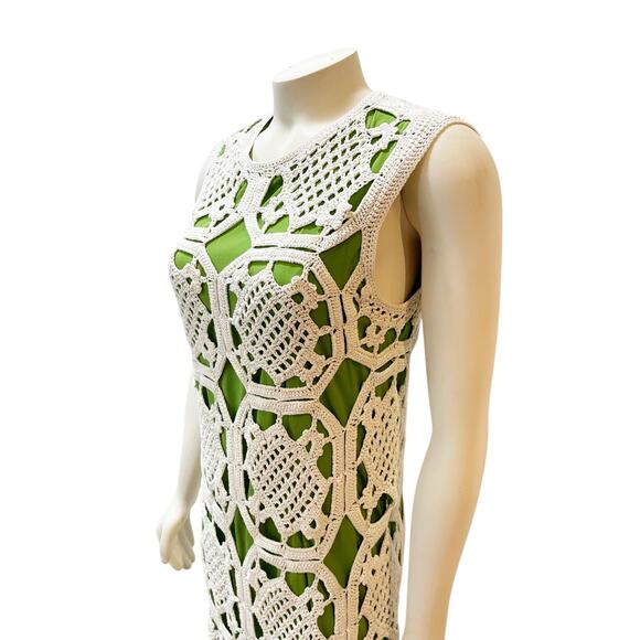 Tory Burch Lexi Crochet Dress Runway Green RARE Size S $550 - Picture 5 of 16
